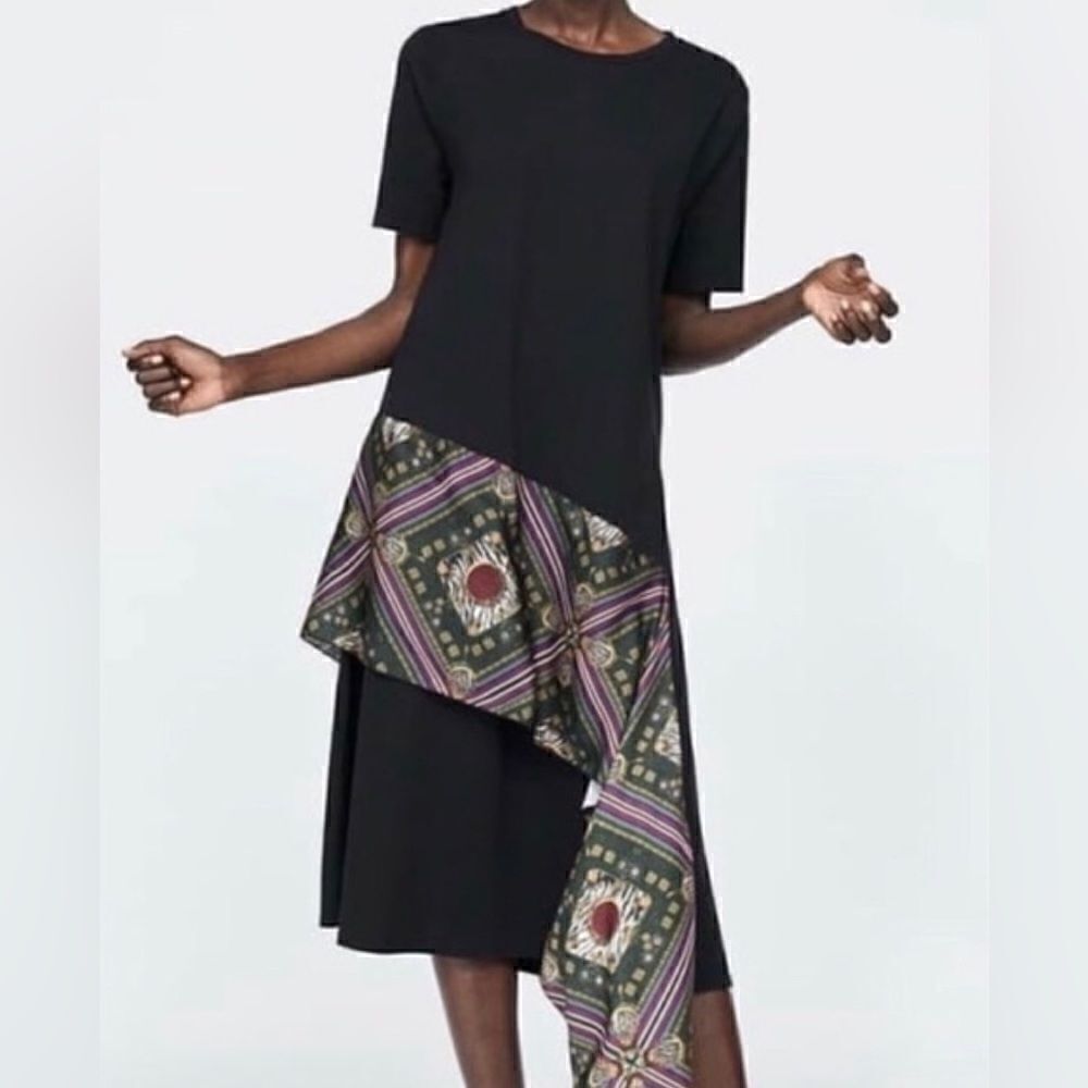 Zara Boho Midi Dress with Decorative Scarf Feature - Picture 1 of 6